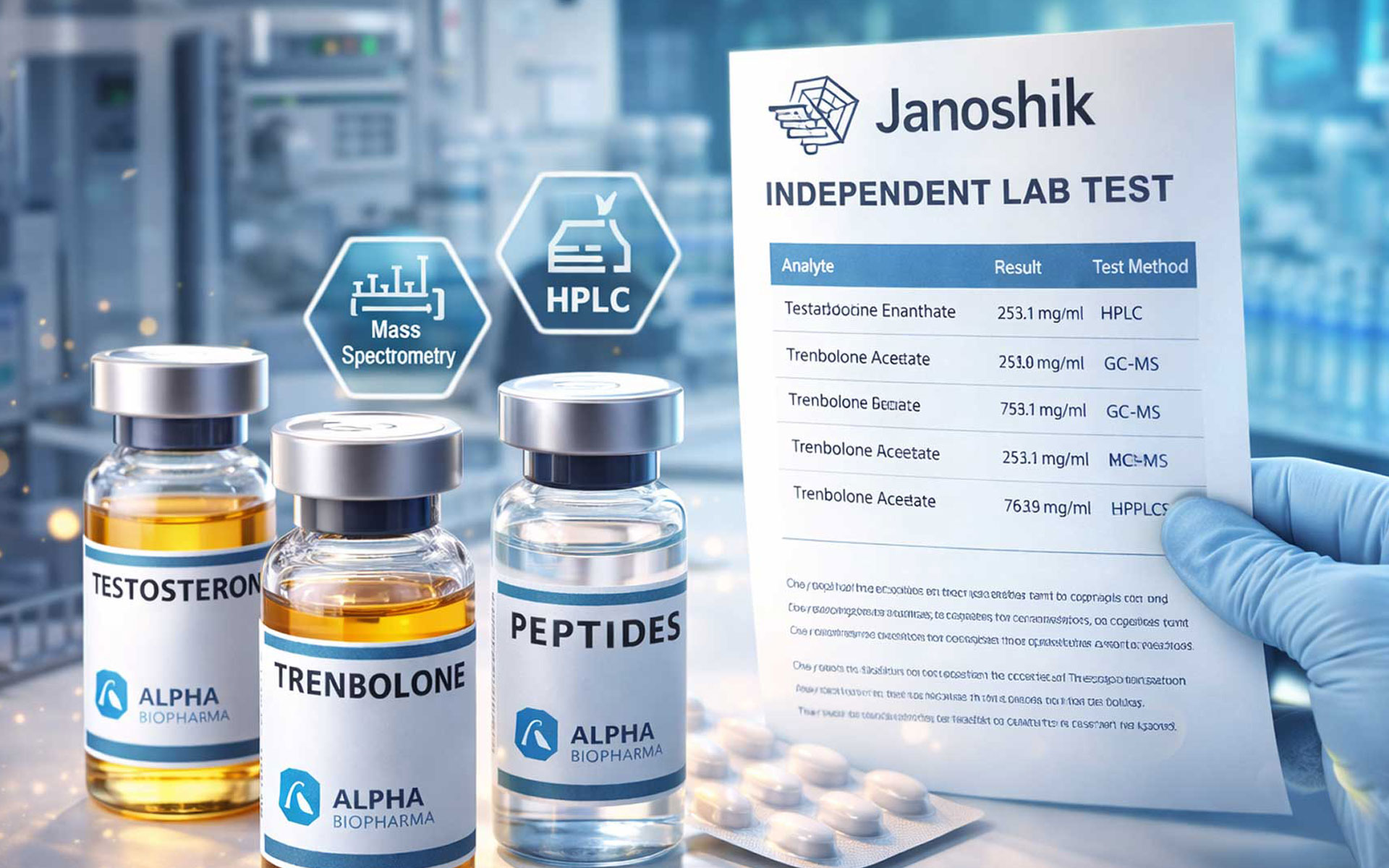 Alpha BioPharma | Labresultaten anabolen en peptides