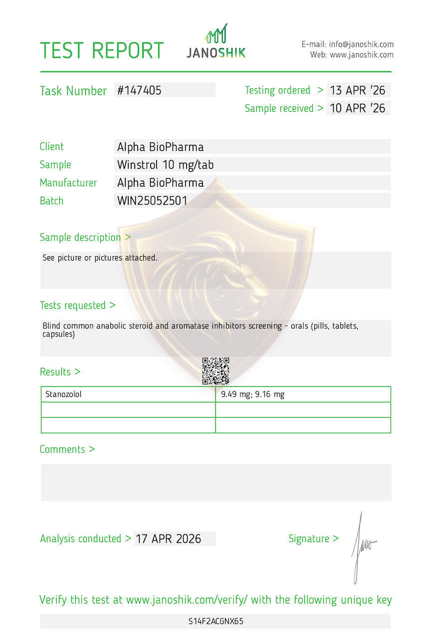 Winstrol 10 mg Janoshik labtest resultaten